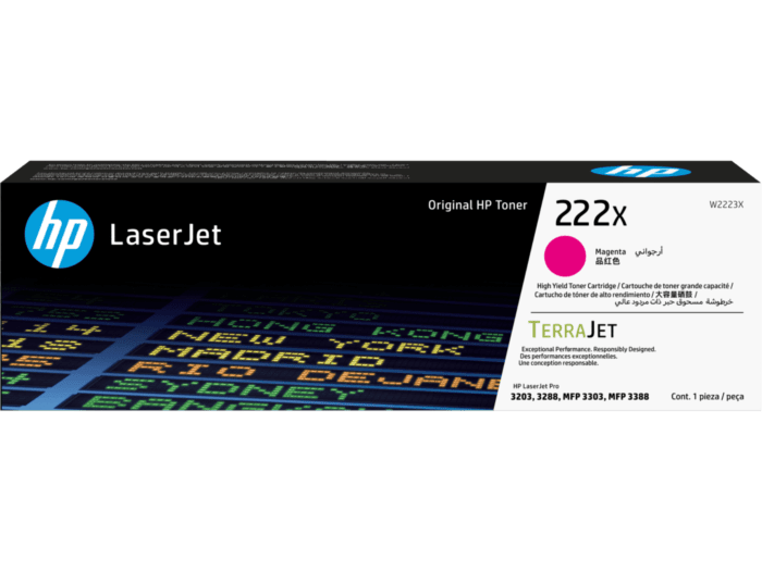HP 222X High Yield Original LaserJet Toner Cartridge (CYAN YELLOW MAGENTA)(W2221X, W2222X, W2223X)