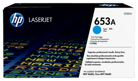 HP 653A Original LaserJet Toner Cartridge (CYAN, YELLOW, MAGENTA) (CF321A, CF322A, CF323A)