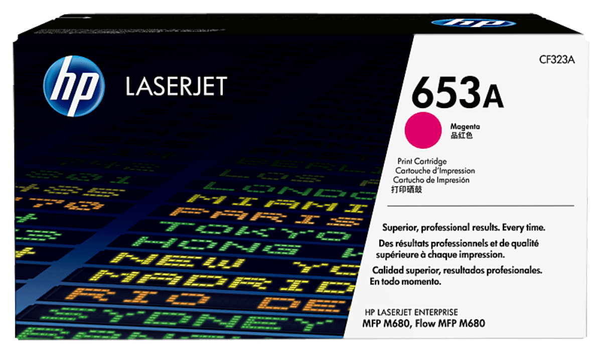 HP 653A Original LaserJet Toner Cartridge (CYAN, YELLOW, MAGENTA) (CF321A, CF322A, CF323A)