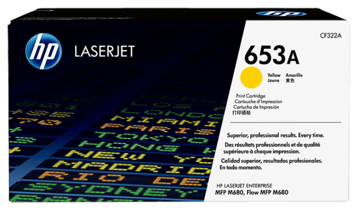 HP 653A Original LaserJet Toner Cartridge (CYAN, YELLOW, MAGENTA) (CF321A, CF322A, CF323A)