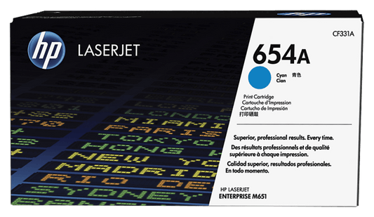 HP 654A Original LaserJet Toner Cartridge (CYAN, YELLOW, MAGENTA) (CF331A, CF332A, CF333A)